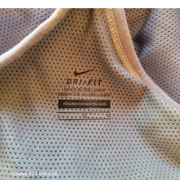 Nike Dri Fit Built- in Sports Bra Tank Racerback Blue Yellow Gray Size L - Picture 4 of 5